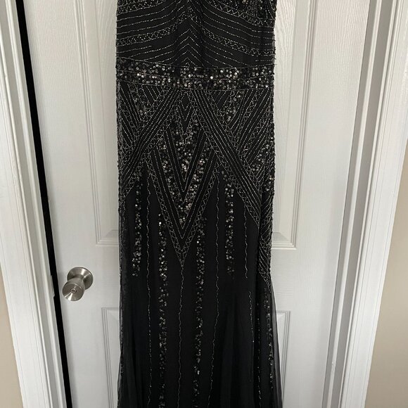 Marina Beaded Formal Gown - Charcoal Gray - Picture 2 of 7